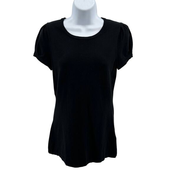 Banana Republic Shirt SZ S Black Pullover Round Neck Fitted Short Sleeve Stretch - Picture 1 of 7